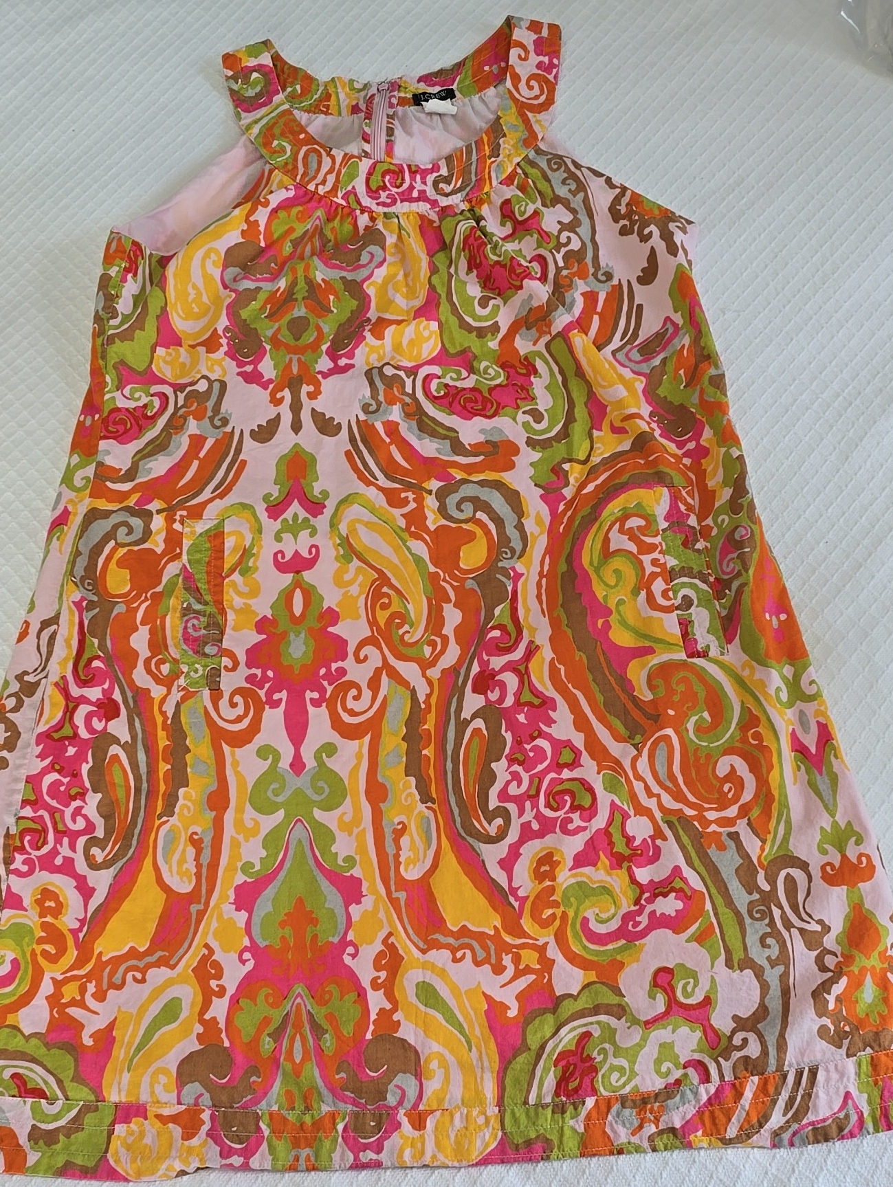 J.Crew Paisley Halter Cotton Dress Lined Pockets #W